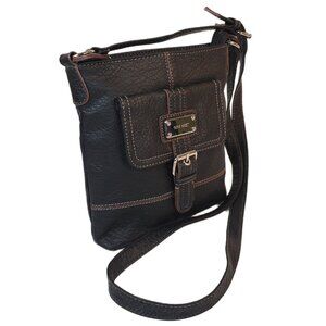 Nine West Black Pebbled Faux Leather Crossbody Purse w/ Adjustable Strap